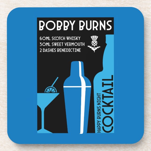 Porta-copo Escocês Bobby Burns Whiskey Cocktail (Frente)