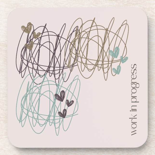 Porta-copo Escribble e corações - sou um trabalho em curso (Frente)