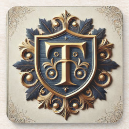 Porta-copo Escudo Heráldico Ornado Elegante
