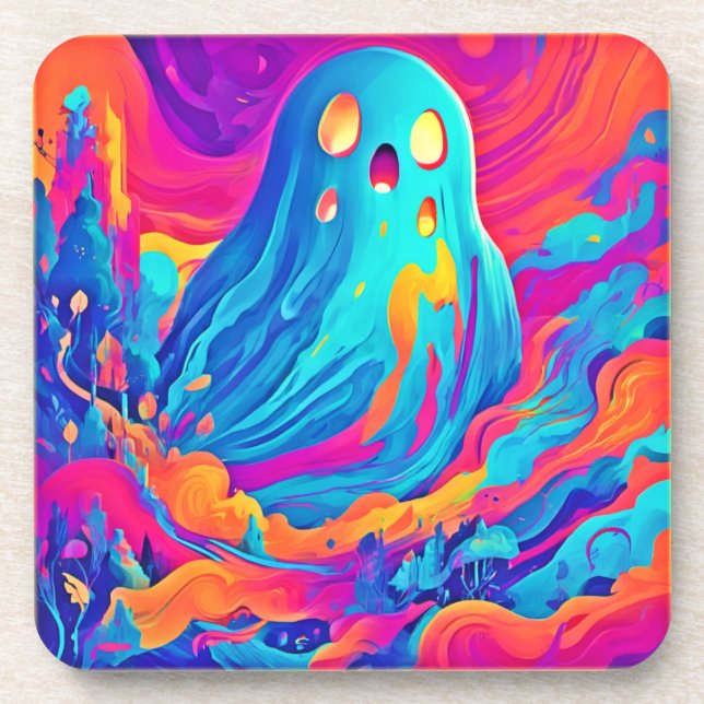 Porta-copo Espectral Ghost Halloween Art (Frente)