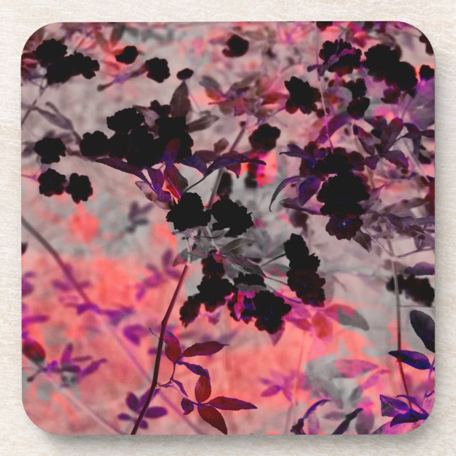 Porta-copo Espelho das flores pretas vermelhas Arte design (Frente)