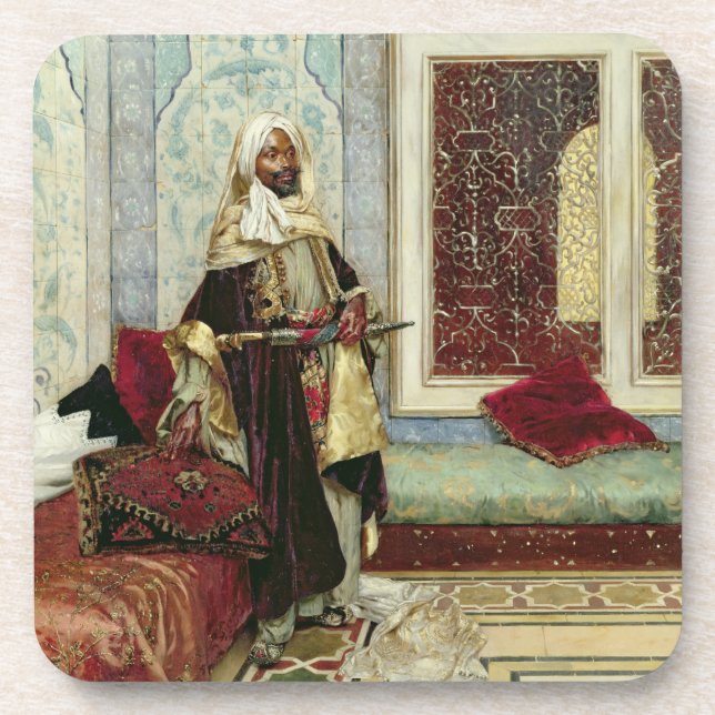 Porta-copo Esperando uma audiência (óleo no painel) (Frente)