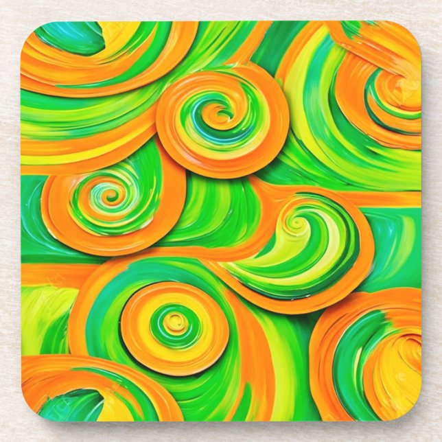 Porta-copo Espiral Verde e Laranja (Frente)