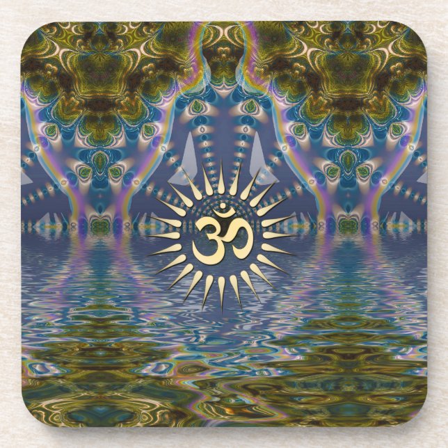 Porta-copo Espiritual Om Fractal Chakra Art Seis Beber Porta  (Frente)