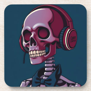 Porta-copo Esqueleto com fones de ouvido