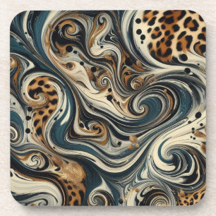 Porta-copo Estampa de leopardo abstrata em espiral
