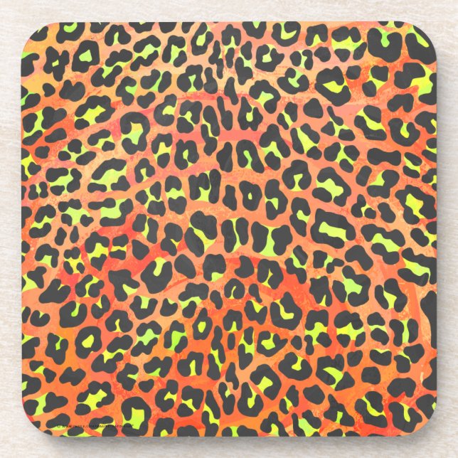 Porta-copo Estampa Laranja e Amarelo de Leopardo (Frente)