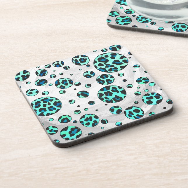 Porta-copo Estampa Preta e Azul de Têxtil de Leopardo (Left Side)