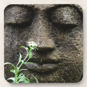 Porta-copo Estátua de jardim em pedra com flor