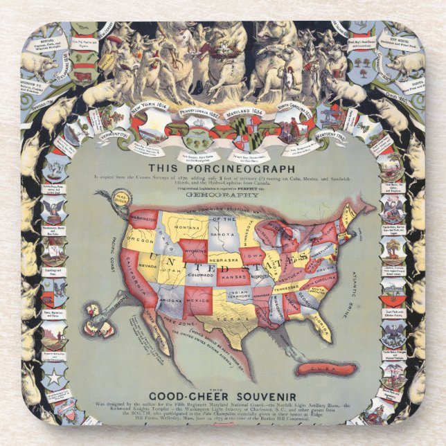 Porta-copo ESTE PORCINEOGRAPH, c1876 (Frente)