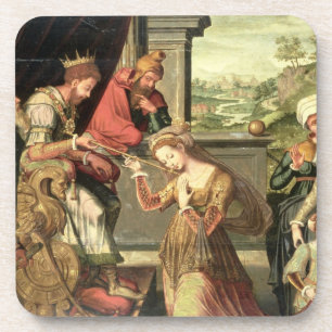 Porta-copo Esther antes do rei Ahasuerus com o Haman que est