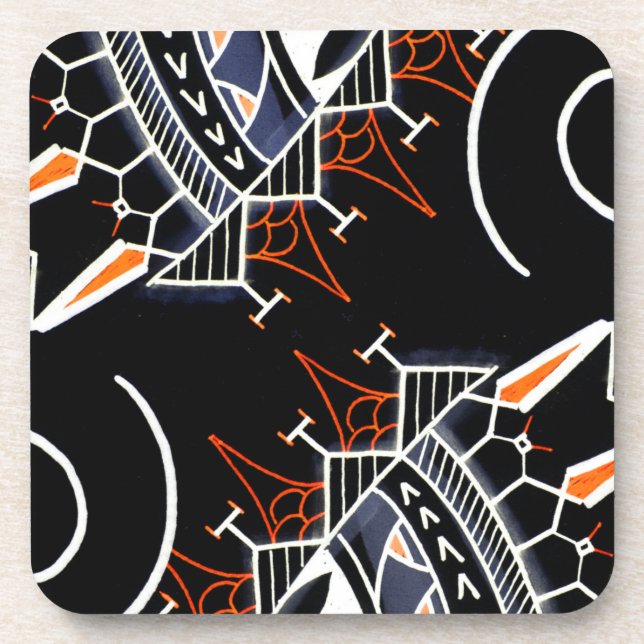 Porta-copo Estilo aborígene de Austrália da arte tribal preta (Frente)