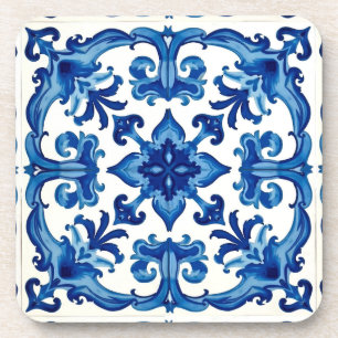 Porta-copo estilo italiano,Mediterrâneo,mosaico,azul,