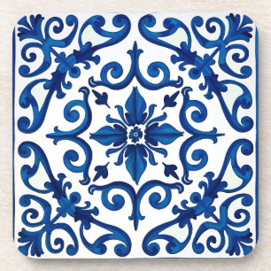 Porta-copo estilo italiano,Mediterrâneo,mosaico,azul,