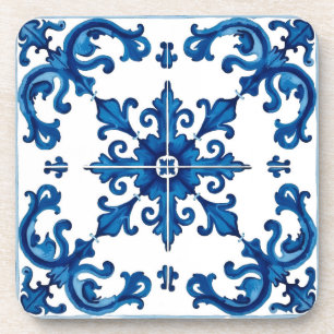 Porta-copo estilo italiano,Mediterrâneo,mosaico,azul,