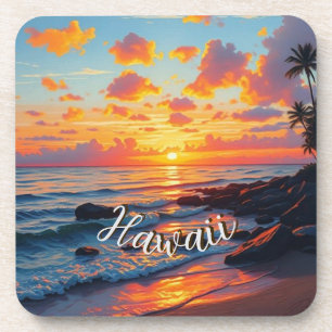 Porta-copo Estilo Vintage Havaiano Viagem Costa Mar Pôr-do-So