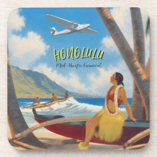 Porta-copo Estilo Vintage Viagem Havaiano Honolulu Garota Hul