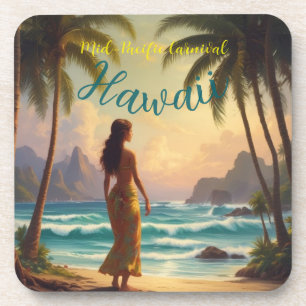 Porta-copo Estilo Vintage Viagem Honolulu Hula Girl Havaiana