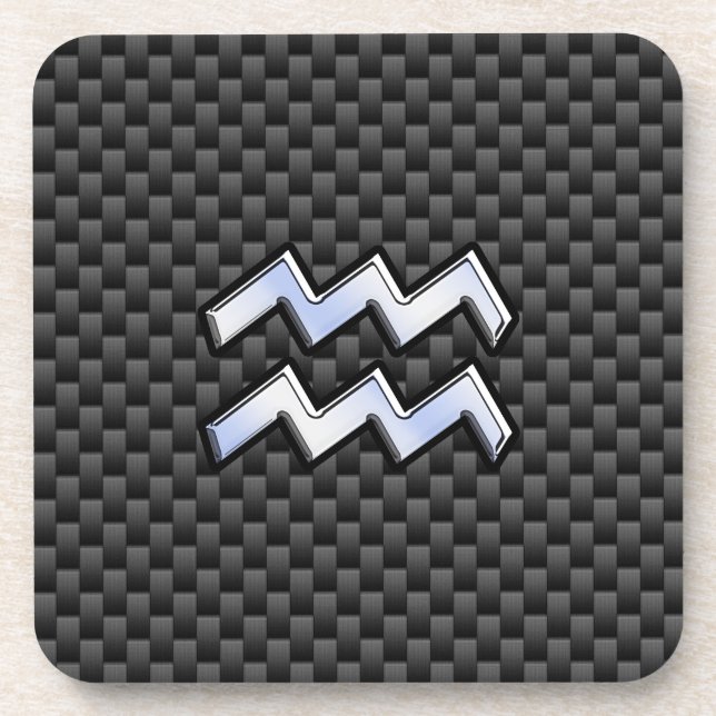 Porta-copo Estilos de Fibra Carbono de Sinal Zodiac Aquário (Frente)