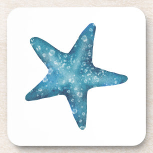 Porta-copo Estrela-do-mar Azul Aquarela Náutica