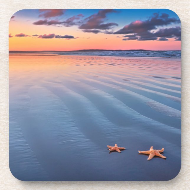 Porta-copo Estrela do mar na areia (Frente)