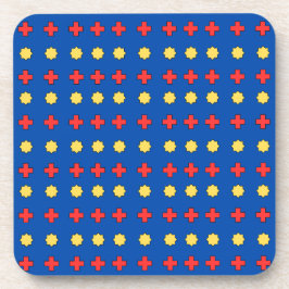 Porta-copo Estrelas Amarelas e Cruzes Vermelhas em Azul Escur