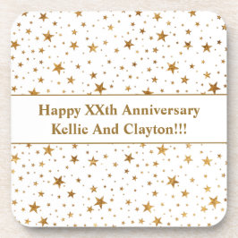 Porta-copo Estrelas Brancas/Douradas Personalizadas com Anive