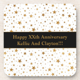 Porta-copo Estrelas Brancas/Douradas Personalizadas com Anive