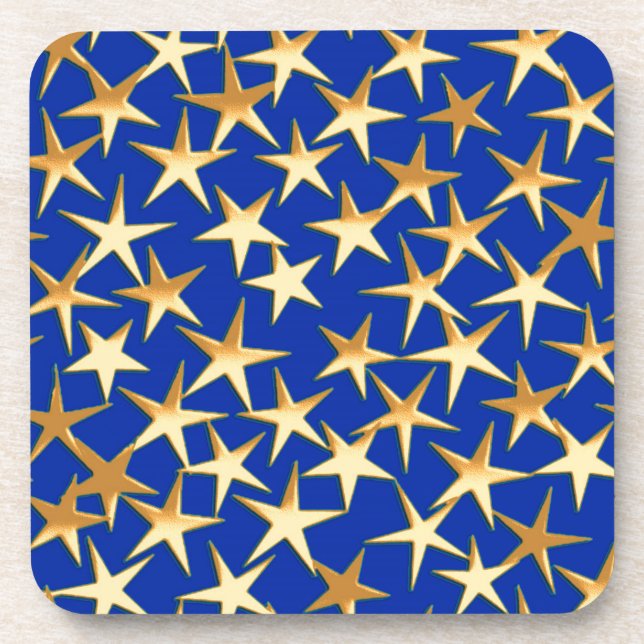 Porta-copo Estrelas Douradas em azul cobalto (Frente)