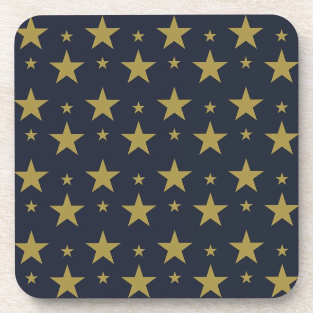 Porta-copo Estrelas Douradas em Azul Marinho – Elegante e Ate (Frente)