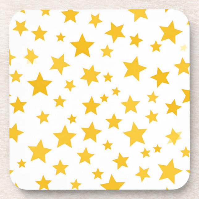 Porta-copo estrelas douradas em fundo branco (Frente)