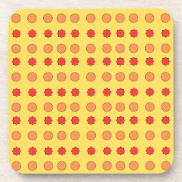 Porta-copo Estrelas Vermelhas e Círculos Laranjas em Amarelo