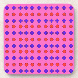 Porta-copo Estrelas Vermelhas e Cruzes Violeta em Rosa