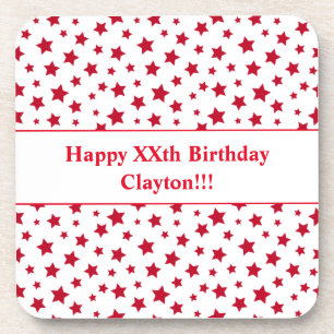 Porta-copo Estrelas Vermelhas Personalizadas com Festa de ani