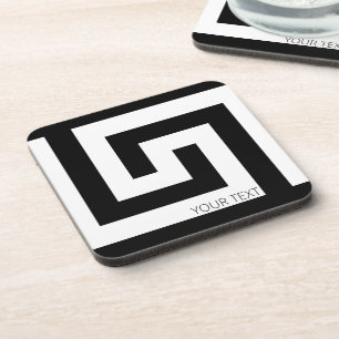 Porta-copo Eterno Branco Negro Chave Grega Moderna