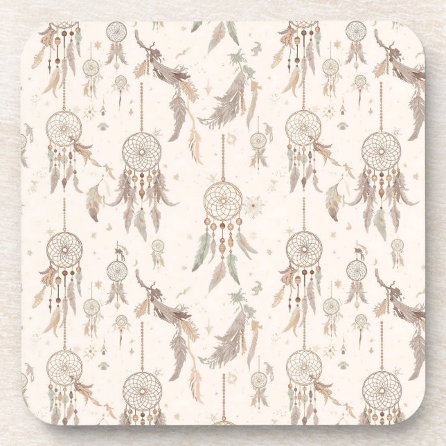 Porta-copo Ethereal Boho Dream Catcher Celestial Ceramic Tile (Frente)