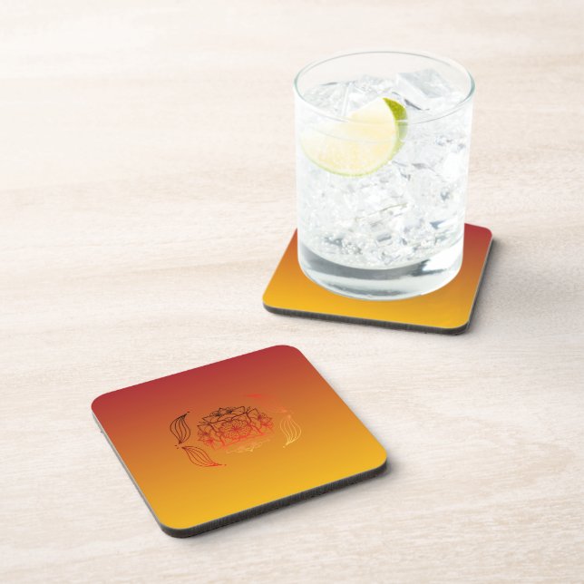 Porta-copo Ethereal Embers – Red & Orange Floral Art (Lado Direito)