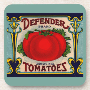 Porta-copo Etiqueta de tomate de marca defensor dos anos 1910