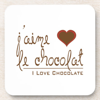 Porta-copo Eu adoro chocolate, em francês!