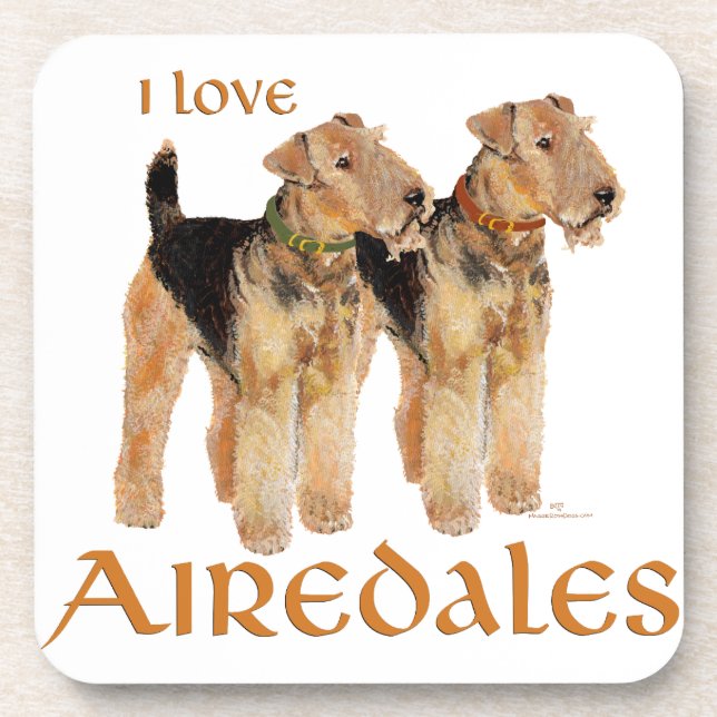 Porta-copo Eu Amo Airedales (Frente)
