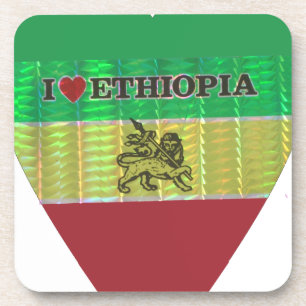 Porta-copo Eu Amo Bandeira - Amo Etiópia   Vermelho Dourado V