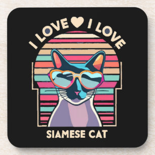 Porta-copo Eu amo gato siamês