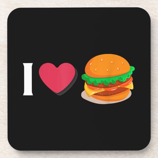 Porta-copo Eu Amo Hambúrguer Cheeseburger Alimentação Não Sau (Frente)