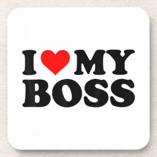 Porta-copo Eu Amo Meu Chefe Engraçado Coração Vermelho Chefe 