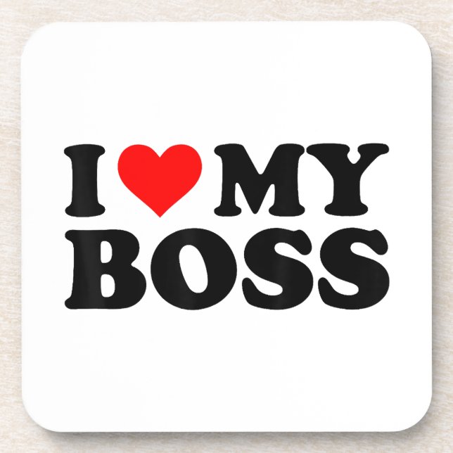 Porta-copo Eu Amo Meu Chefe Engraçado Coração Vermelho Chefe  (Frente)