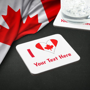 Porta-copo Eu (Coração da Bandeira Canadense) Seu Texto Verme