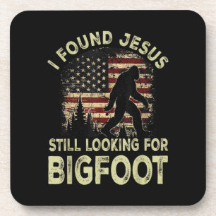 Porta-copo Eu Encontrei Jesus Ainda Procurando Bigfoot Engraç