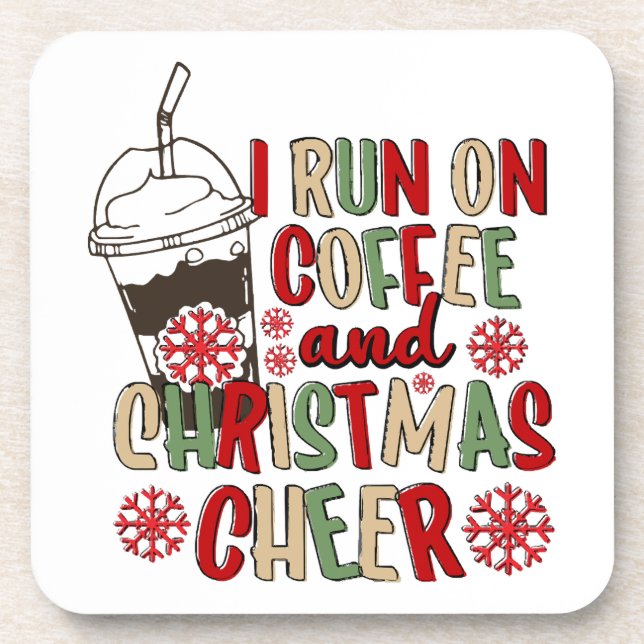 Porta-copo Eu Funciono Com Café e Alegria de Natal (Frente)