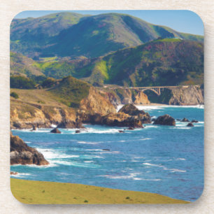 Porta-copo EUA, Califórnia. Panorama de Big Sur com Bixby