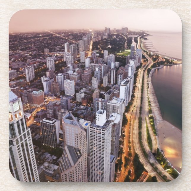 Porta-copo EUA, Illinois, Chicago, vista aérea do lago (Frente)